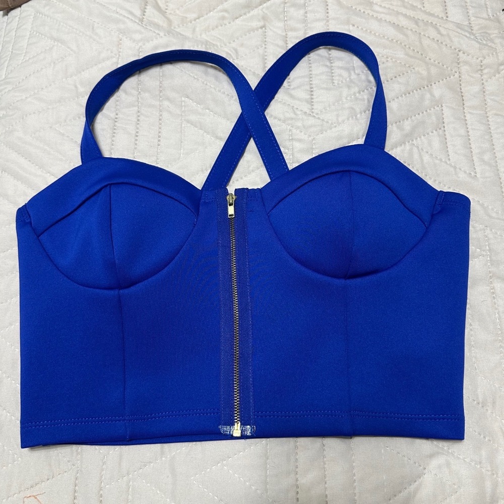 Foreign Exchange Corset Crop Top Women Zip Front Bustier Y2K
